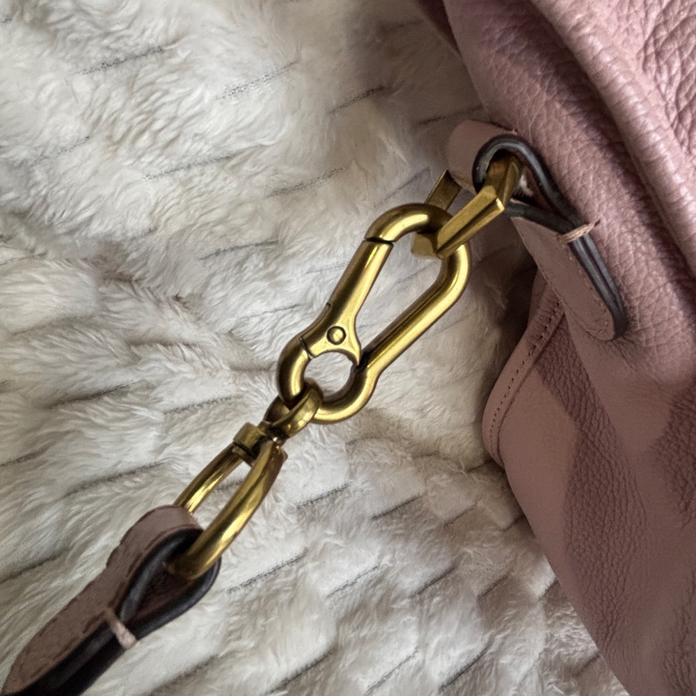 orYANY Blush Pink Pebbled Leather Satchel Braided Detail Gold Hardware - Picture 4 of 9
